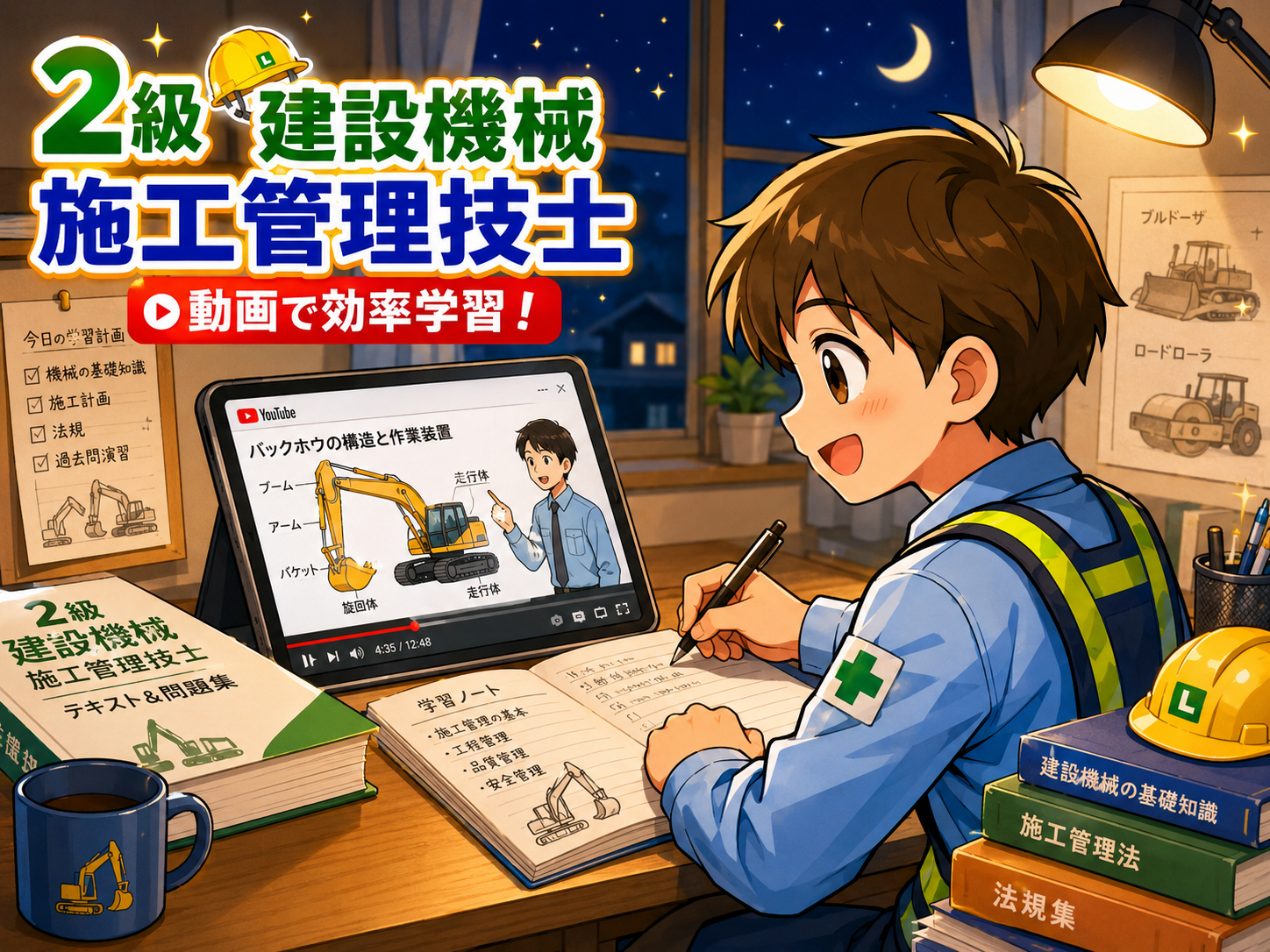 🧩 ③ 2級建設機械施工管理技士【勉強方法・過去問・合格戦略｜YouTube・学習ツール活用】