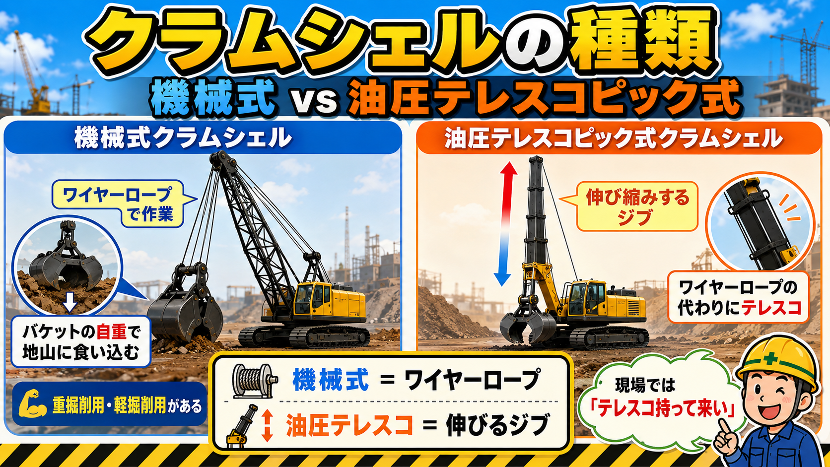 16ショベル（ショベル機種別の特徴と主な用途）